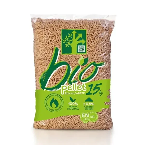 Bancale Pellet Biopellet ENplus A1 – Épicea / Abete 100% – Combustione Pulita – 72 Sacchi da 15kg